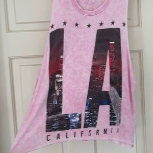 Pink sleeveless LA tee